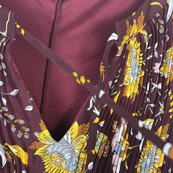 Lane Bryant Sleeveless Floral Accordion Pleated Dress Sz 20 Lined Keyhole Front - Picture 5 of 15